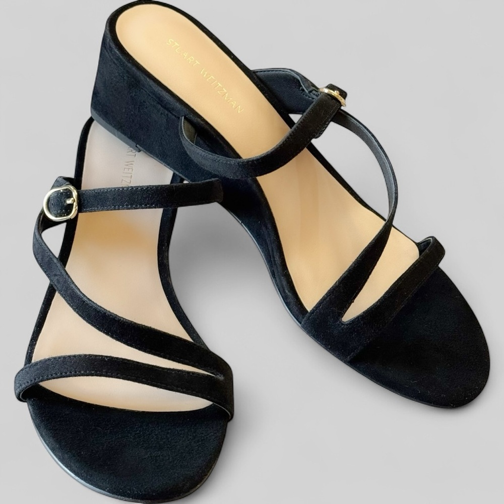 Stuart Weitzman Buckle Wedge Suede Sandal size 7.5
